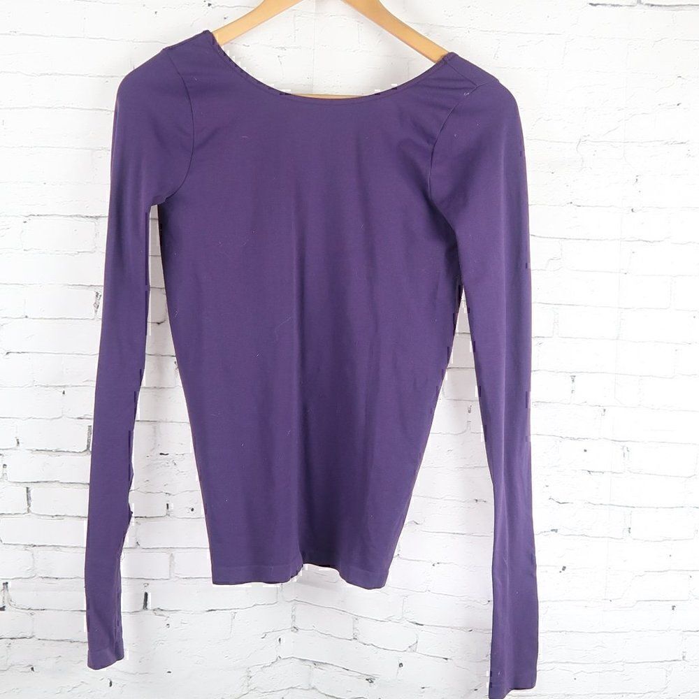 INTIMATELY FREE PEOPLE PURPLE LONG SLEEVE ROUND NECK SCOOP BACK TOP SIZE M/L